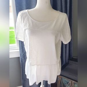 TALBOTS SHORT SLEEVE SHIRT, WHITE, SIZE LARGE